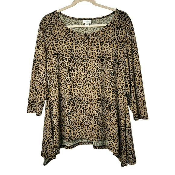 Jaclyn Smith Ladies Leopard Flowy Gorgeous Stylish 3/4 Sleeve Blouse SZ Large - Picture 2 of 8